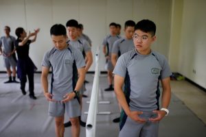 South Korean soldiers take part in a ballet class at a military base near the demilitarized zone separating the two Koreas in Paju, South Korea, July 13, 2016. REUTERS/Kim Hong-Ji 
